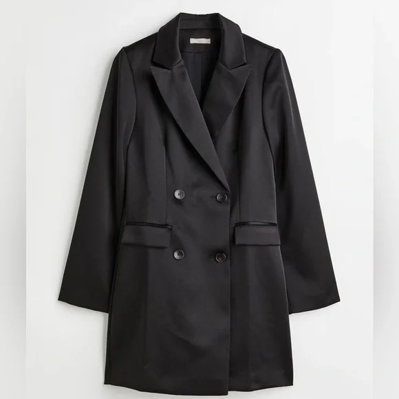 H&M Black Double-Breasted Coat Dress - Picture 1 of 10